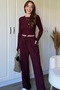 Ruffled Long Sleeve Crop Purple Set - 7