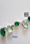 Zircon Stone Steel Necklace - Green Silver - 7