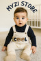 Baby Boys 2-Piece Romper Set - Topwear and Bear Embroidered Salopet - 6