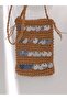 Hand Knitted Paper Thread Women's Phone Bag with Sequin Detail - 5