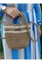 Design Hand Knitted Paper Thread Sequin Detailed Women's Shoulder and Hand Bag (Small Size) - 5