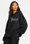 Brf Unisex Oversize Hoodie – Juicy Stone Lettering, Hooded, Kangaroo Pocket, Black