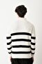 Zipper Collar Ecru Premium Striped Steel Knitwear Sweater - 5