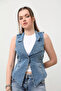 Women's Stoned Slim Fit Vest Oversize Sleeveless - 8
