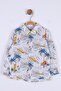 Baby Boy 9-36 Months Palm Tree Patterned Shirt Ecru-Blue