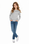 Girl's Gray Ruffled Neck Long Sleeve Knitwear Blouse - 2