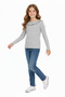Girl's Gray Ruffled Neck Long Sleeve Knitwear Blouse - 3