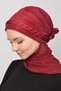 Pleated Hair Braided Beaded Rose Detailed Satin Hijab Bonnet Shawl-burgundy - 4