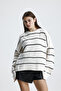 Women's Striped Oversize Knitwear Sweater - 4