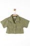 Girl's Short Sleeve Linen Shirt 36500 Khaki - 3