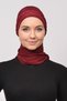 Pleated Hair Braided Beaded Rose Detailed Satin Hijab Bonnet Shawl-burgundy - 3