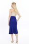 Apsen Women's Cobalt Blue Seasonal Flared Midi Length Crepe Skirt 2123-80 - 6