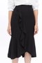 Apsen Women's Black Seasonal Flared Midi Length Crepe Skirt 2123-80 - 4