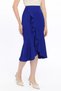 Apsen Women's Cobalt Blue Seasonal Flared Midi Length Crepe Skirt 2123-80 - 8