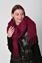 Burgundy Plain Tasseled Women's Scarf Shawl - 4