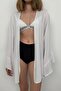 Women's White Ruffled Sleeve Lace-Up Kimono 23S31004 - 8