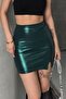 Acetate Fabric Shiny Mini Emerald Green Skirt