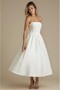 Women's atlas fabric strapless flared long height wedding engagement invitation dress - 2