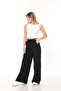 Women's Clothing Bottom Three Thread Ribbed Belted Lace-Up Detail Sweatpants - 2