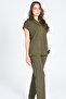 Khaki Cotton Lycra Unisex Bat Sleeve Nurse Uniform and Doctor Uniform Set Hospital Uniform - 2