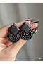 Gecem Black Gold Glitter Geometric Design Handmade Earrings - 4