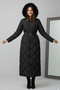 Shiny Quilted Belted Long Coat O9153 Black - 2
