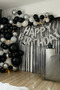 Happy Birthday Foil Set Black White Silver Balloon Party Birthday Decoration Set