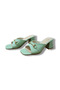 Genuine Leather Buckle Block Heeled Slippers - 5