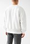 White Men's Crew Neck Oversize Thick and Soft Textured Basic Sweatshirt with Fleece Inside - 3