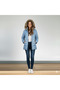 Women's Hooded Fur Coat with Front Zipper
