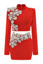 Women's Low-Cut Glittering Floral Applique Mini Evening Dress Set Party Graduation after Party Evening Gown - 2