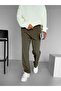Men's regular fit pleated elastic waist fabric trousers khaki - 3
