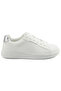 Women's White Low-Top Sneakers - Lightweight with White Sole, Comfortable Casual Shoes