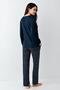 Women's Navy Blue Buttoned Pajama Set, Bottom Pajama with Pockets and Pattern, 50% Cotton 50% Modal - 4
