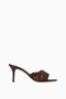 Como 75 Lace and Leather Mule Sandals, Open Square Toe - 5