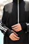Hayaa+ Black with White Stripes Extra Long Full Coverage Muslim Burkini Swimwear - 5