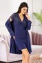 6021 Women's Viscose Short Sleeve Nightgown Dressing Gown Set-Navy Blue