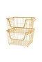 2 Pieces Gold Color Metal Basket Set 33X27X20 - 7