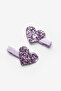 Lilac Glitter Heart Figured 2-Piece Girl's Clip Buckle - 2
