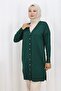 Buttoned Long Mercerized Cardigan N3176 Emerald Green