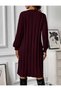 Crew Neck Wide Ribbed Long Sleeve Woven Detailed Knee-Length Knitwear Dress - 3