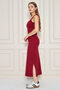 Women's U-Neck Sleeveless Slit Cotton Midi Dress - 3