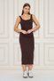Women's U-Neck Sleeveless Slit Cotton Midi Dress - 7