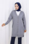 Buttoned Long Mercerized Cardigan N3176 Gray - 2