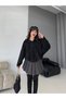 Women's Zippered Shoulder Zipper Detailed Suede Jacket Black