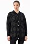 Polo collar knit cardigan black