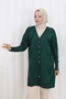 Patterned Long Mercerized Cardigan N3193 Emerald Green - 2