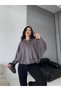 Women's Zippered Shoulder Zipper Detailed Suede Jacket Gray - 4