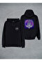 Zodiac Sign Printed Black Hooded Sweatshirt Hoodie