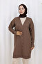 Patterned Long Mercerized Cardigan N3198 Mink - 3